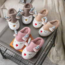 Load image into Gallery viewer, Women Winter Home Slippers Deer Elk Non-Slip Soft Warm House Shoes Men Indoor Bedroom Elk Slippers Warm Animal Slippers Winter Fleece Plush Home Slippers With Non-Skid Rubber Sole