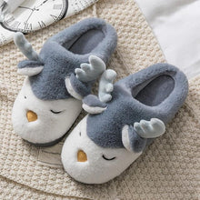 Load image into Gallery viewer, Women Winter Home Slippers Deer Elk Non-Slip Soft Warm House Shoes Men Indoor Bedroom Elk Slippers Warm Animal Slippers Winter Fleece Plush Home Slippers With Non-Skid Rubber Sole