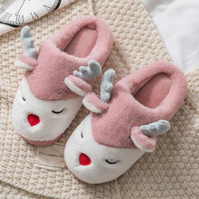Load image into Gallery viewer, Women Winter Home Slippers Deer Elk Non-Slip Soft Warm House Shoes Men Indoor Bedroom Elk Slippers Warm Animal Slippers Winter Fleece Plush Home Slippers With Non-Skid Rubber Sole