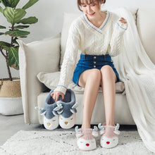 Load image into Gallery viewer, Women Winter Home Slippers Deer Elk Non-Slip Soft Warm House Shoes Men Indoor Bedroom Elk Slippers Warm Animal Slippers Winter Fleece Plush Home Slippers With Non-Skid Rubber Sole