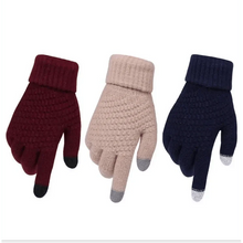 Load image into Gallery viewer, Women Winter Modern Touchscreen Gloves Thicken Warm Knitted Stretch One Size Gloves Full Finger Outdoor Skiing Gloves