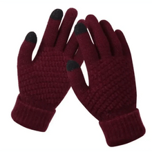Load image into Gallery viewer, Women Winter Modern Touchscreen Gloves Thicken Warm Knitted Stretch One Size Gloves Full Finger Outdoor Skiing Gloves