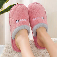 Load image into Gallery viewer, Women Winter Warm Fur Slippers Mens House Shoes Comfort Flat Heel Home Indoor Bedroom Warm Soft Cozy Fleece Lining House Slippers Memory Foam Slippers Winter Bedroom Shoes
