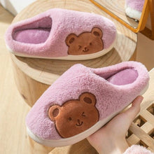 Load image into Gallery viewer, Women Winter Warm Fur Slippers Mens House Shoes Comfort Flat Heel Home Indoor Bedroom Warm Soft Cozy Fleece Lining House Slippers Memory Foam Slippers Winter Bedroom Shoes