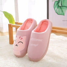 Load image into Gallery viewer, Women Winter Warm Home Slippers Couple Shoes Plush Cat Animal Slip On Soft Indoor Flats Comfort Cozy Memory Foam Scuff Slippers Slip On Warm House Shoes