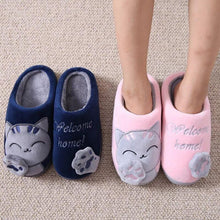 Load image into Gallery viewer, Women Winter Warm Home Slippers Couple Shoes Plush Cat Animal Slip On Soft Indoor Flats Comfort Cozy Memory Foam Scuff Slippers Slip On Warm House Shoes