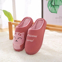 Load image into Gallery viewer, Women Winter Warm Home Slippers Couple Shoes Plush Cat Animal Slip On Soft Indoor Flats Comfort Cozy Memory Foam Scuff Slippers Slip On Warm House Shoes