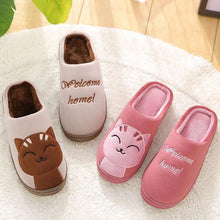 Load image into Gallery viewer, Women Winter Warm Home Slippers Couple Shoes Plush Cat Animal Slip On Soft Indoor Flats Comfort Cozy Memory Foam Scuff Slippers Slip On Warm House Shoes