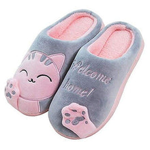 Load image into Gallery viewer, Women Winter Warm Home Slippers Couple Shoes Plush Cat Animal Slip On Soft Indoor Flats Comfort Cozy Memory Foam Scuff Slippers Slip On Warm House Shoes