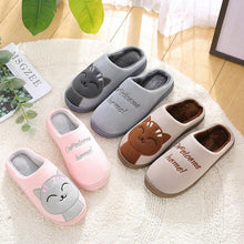 Load image into Gallery viewer, Women Winter Warm Home Slippers Couple Shoes Plush Cat Animal Slip On Soft Indoor Flats Comfort Cozy Memory Foam Scuff Slippers Slip On Warm House Shoes
