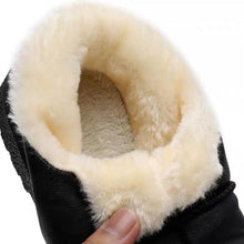 Load image into Gallery viewer, Women Winter Warm Luxury Shoes Waterproof Plush Leather Cotton Shoes Daily Home Non-slip Soft Sole Plush Lining Shoes Warm Fur Lined Booties Lace Up Flat Platform Elegant Comfortable Black Shoes