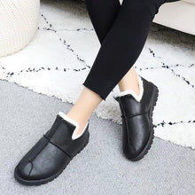 Load image into Gallery viewer, Women Winter Warm Luxury Shoes Waterproof Plush Leather Cotton Shoes Daily Home Non-slip Soft Sole Plush Lining Shoes Warm Fur Lined Booties Lace Up Flat Platform Elegant Comfortable Black Shoes