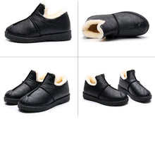 Load image into Gallery viewer, Women Winter Warm Luxury Shoes Waterproof Plush Leather Cotton Shoes Daily Home Non-slip Soft Sole Plush Lining Shoes Warm Fur Lined Booties Lace Up Flat Platform Elegant Comfortable Black Shoes