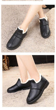 Load image into Gallery viewer, Women Winter Warm Luxury Shoes Waterproof Plush Leather Cotton Shoes Daily Home Non-slip Soft Sole Plush Lining Shoes Warm Fur Lined Booties Lace Up Flat Platform Elegant Comfortable Black Shoes
