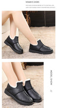 Load image into Gallery viewer, Women Winter Warm Luxury Shoes Waterproof Plush Leather Cotton Shoes Daily Home Non-slip Soft Sole Plush Lining Shoes Warm Fur Lined Booties Lace Up Flat Platform Elegant Comfortable Black Shoes