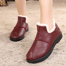 Load image into Gallery viewer, Women Winter Warm Luxury Shoes Waterproof Plush Leather Cotton Shoes Daily Home Non-slip Soft Sole Plush Lining Shoes Warm Fur Lined Booties Lace Up Flat Platform Elegant Comfortable Black Shoes