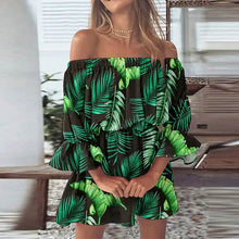 Load image into Gallery viewer, Women's 3/4 Length Sleeve Floral Ruffle Summer Spring Off Shoulder Dress