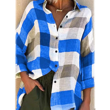 Load image into Gallery viewer, Women's Basic Loose Checkered Long Sleeve Shirt