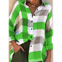 Load image into Gallery viewer, Women's Basic Loose Checkered Long Sleeve Shirt