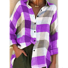 Load image into Gallery viewer, Women's Basic Loose Checkered Long Sleeve Shirt
