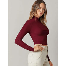 Load image into Gallery viewer, Women's Basic Mock Neck Long Sleeve Top