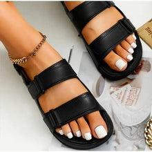 Load image into Gallery viewer, Womens Black Buckle Sandals Soft Casual Thick Comfort Fashion Stylish Design Women Sandals