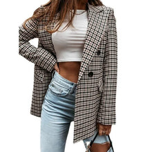 Load image into Gallery viewer, Women's Blazer Casual Jacket Long Sleeve Plaid Check Quilted