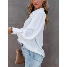 Load image into Gallery viewer, Womens Blouse Shirt Plain Button Long Sleeve