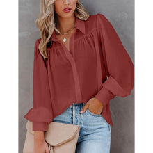Load image into Gallery viewer, Womens Blouse Shirt Plain Button Long Sleeve