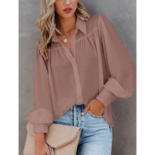 Load image into Gallery viewer, Womens Blouse Shirt Plain Button Long Sleeve