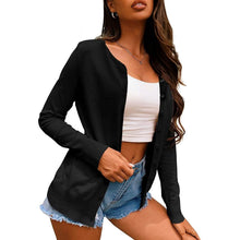Load image into Gallery viewer, Women's Button Down Crew Neck Long Sleeve Soft Knit Cardigan Sweaters