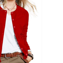 Load image into Gallery viewer, Women's Button Down Crew Neck Long Sleeve Soft Knit Cardigan Sweaters