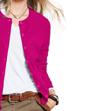 Load image into Gallery viewer, Women's Button Down Crew Neck Long Sleeve Soft Knit Cardigan Sweaters