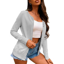 Load image into Gallery viewer, Women's Button Down Crew Neck Long Sleeve Soft Knit Cardigan Sweaters