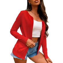 Load image into Gallery viewer, Women's Button Down Crew Neck Long Sleeve Soft Knit Cardigan Sweaters