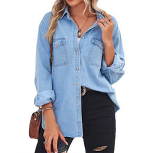Load image into Gallery viewer, Women's Button Pocket Long Sleeve Casual
