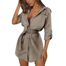 Load image into Gallery viewer, Women's Buttons Turn-Down Casual Shirt Dress