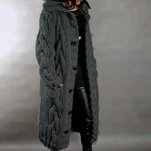 Load image into Gallery viewer, Women's Cardigan Sweater Jumper Cable Chunky Knit Hooded Solid Color Open Front