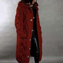 Load image into Gallery viewer, Women's Cardigan Sweater Jumper Cable Chunky Knit Hooded Solid Color Open Front