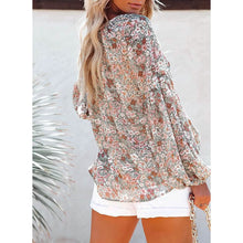 Load image into Gallery viewer, Womens Casual Boho Floral Print V Neck Long Sleeve Loose Blouse