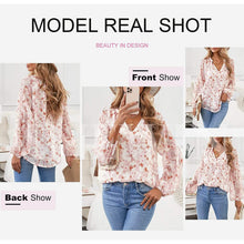Load image into Gallery viewer, Womens Casual Boho Floral Print V Neck Long Sleeve Loose Blouse