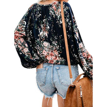 Load image into Gallery viewer, Women's Casual Boho Floral Print V Neck Long Sleeve Shirts Tops