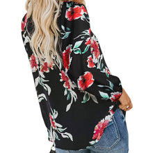 Load image into Gallery viewer, Women's Casual Boho Floral Print V Neck Long Sleeve Shirts Tops