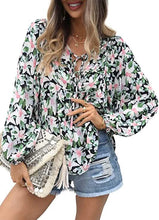 Load image into Gallery viewer, Women's Casual Boho Floral Print V Neck Long Sleeve Top