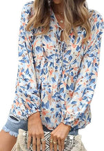 Load image into Gallery viewer, Women's Casual Boho Floral Print V Neck Long Sleeve Top