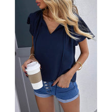 Load image into Gallery viewer, Women's Casual Boho V Neck Tops Drawstring T Shirt