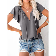 Load image into Gallery viewer, Women's Casual Boho V Neck Tops Drawstring T Shirt