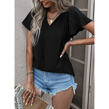 Load image into Gallery viewer, Women's Casual Boho V Neck Tops Drawstring T Shirt