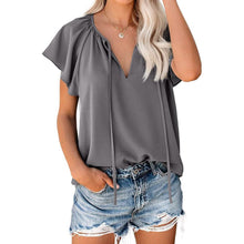Load image into Gallery viewer, Women's Casual Boho V Neck Tops Drawstring T Shirt