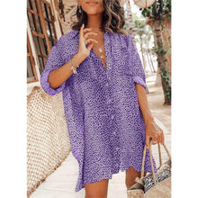 Load image into Gallery viewer, Women's Casual Leopard Print Shirt Dress